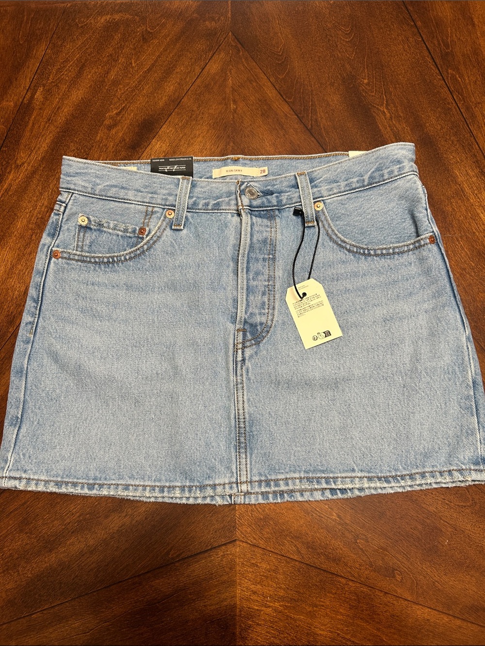 Levi's Light Blue Denim Mini Skirt with Front Pockets